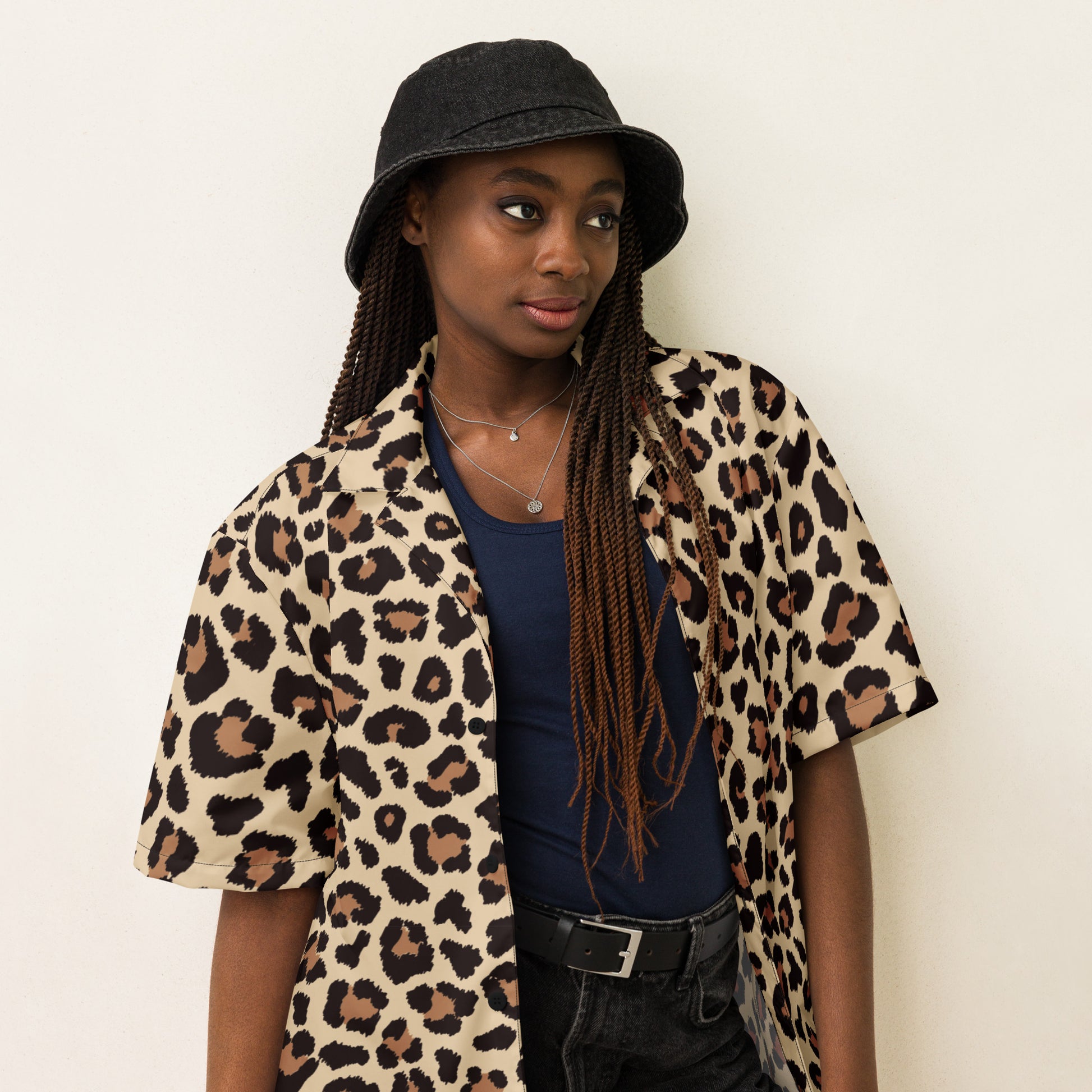 Leopar Chic Feline Button Shirt - FLAKOUT