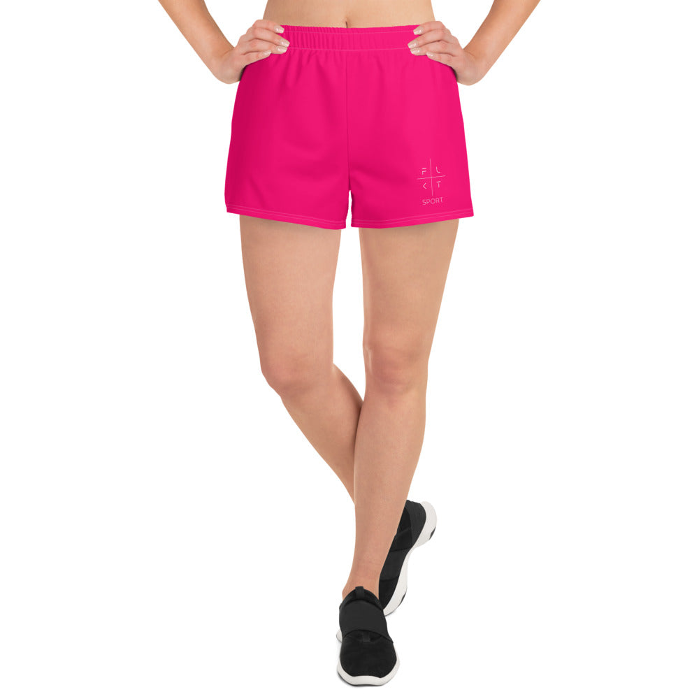 FLAKOUT Sport Fuchsia Burst Women’s Recycled Athletic Shorts - FLAKOUT