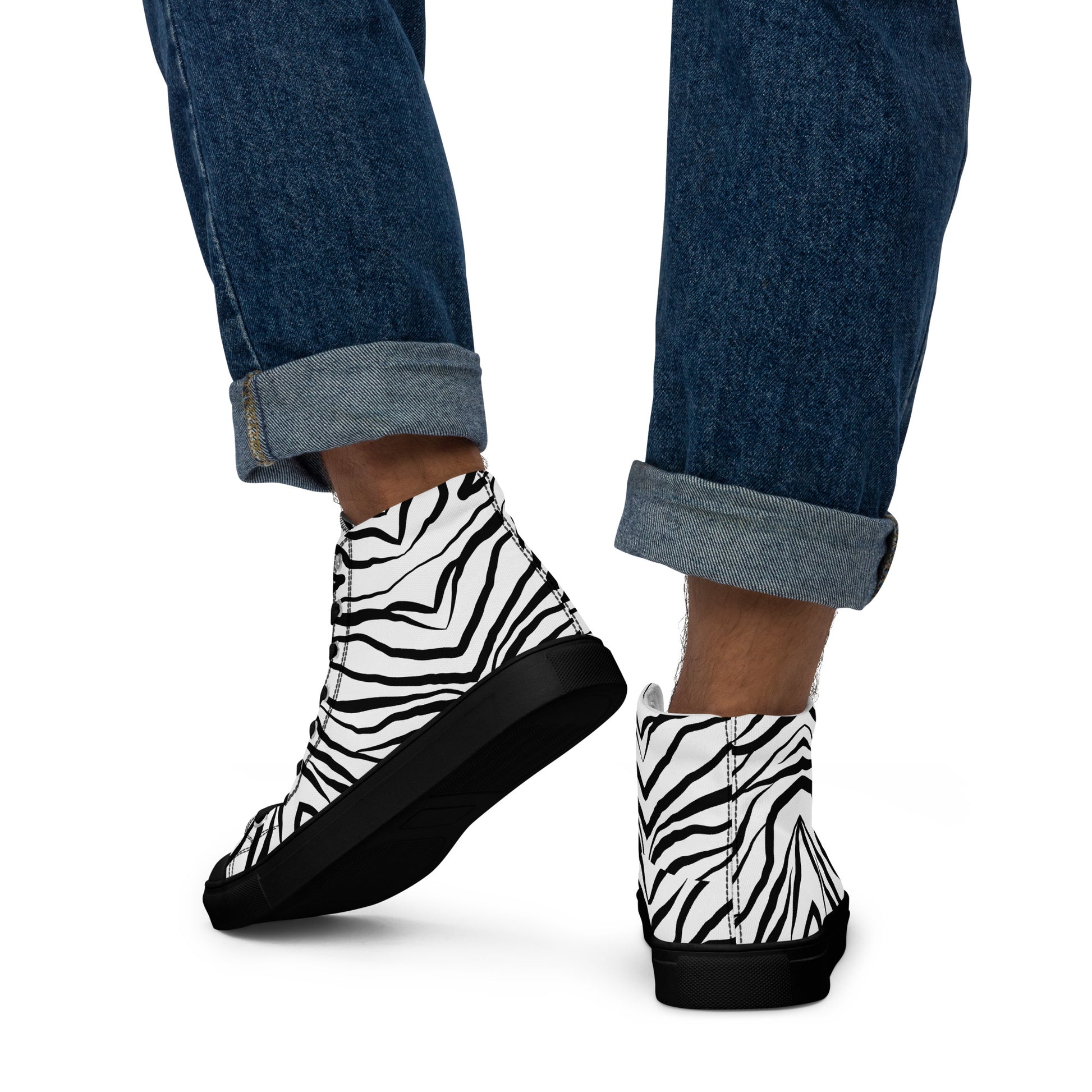 Striped Zebra Vibrance Men’s High Top Canvas Shoes - FLAKOUT