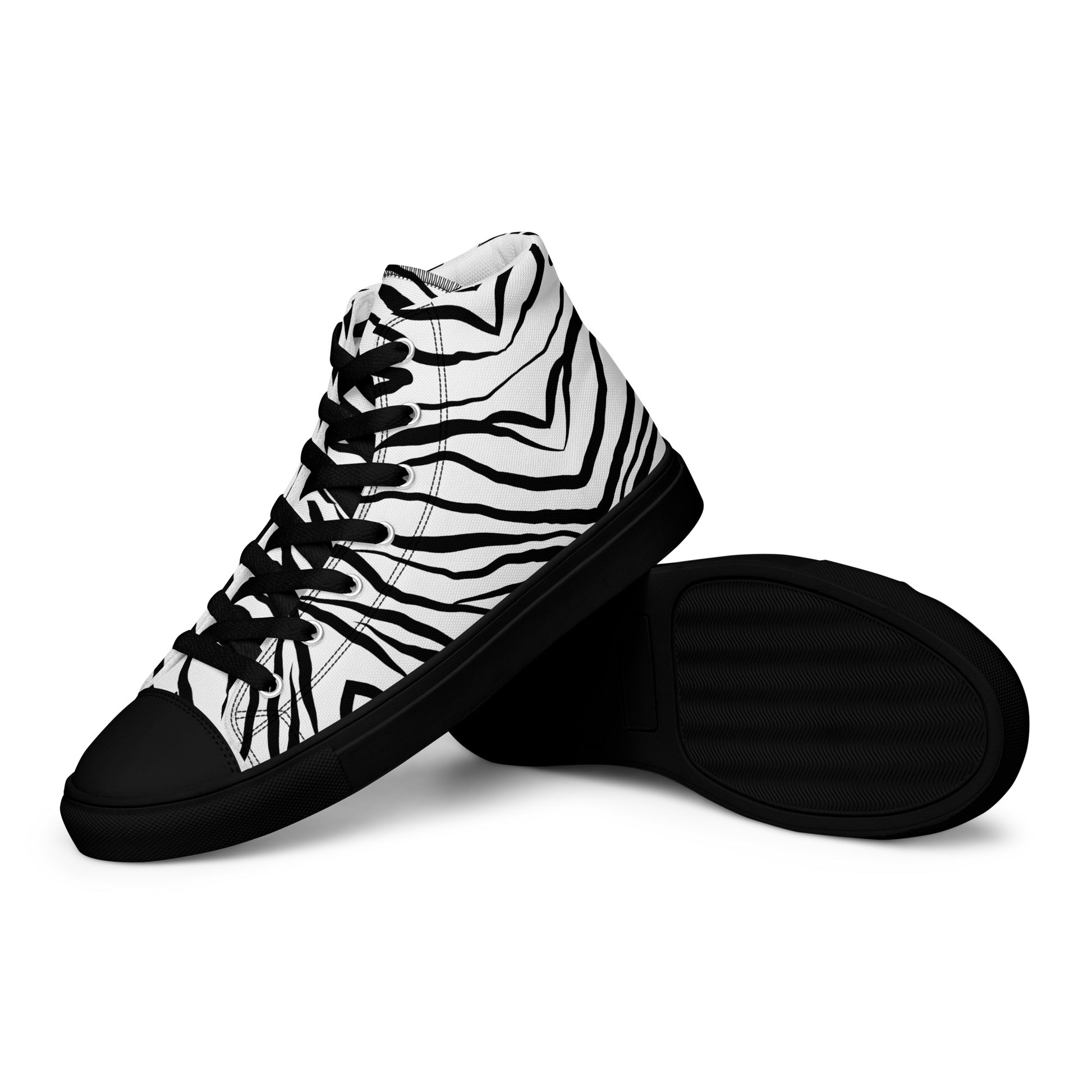 Striped Zebra Vibrance Men’s High Top Canvas Shoes - FLAKOUT