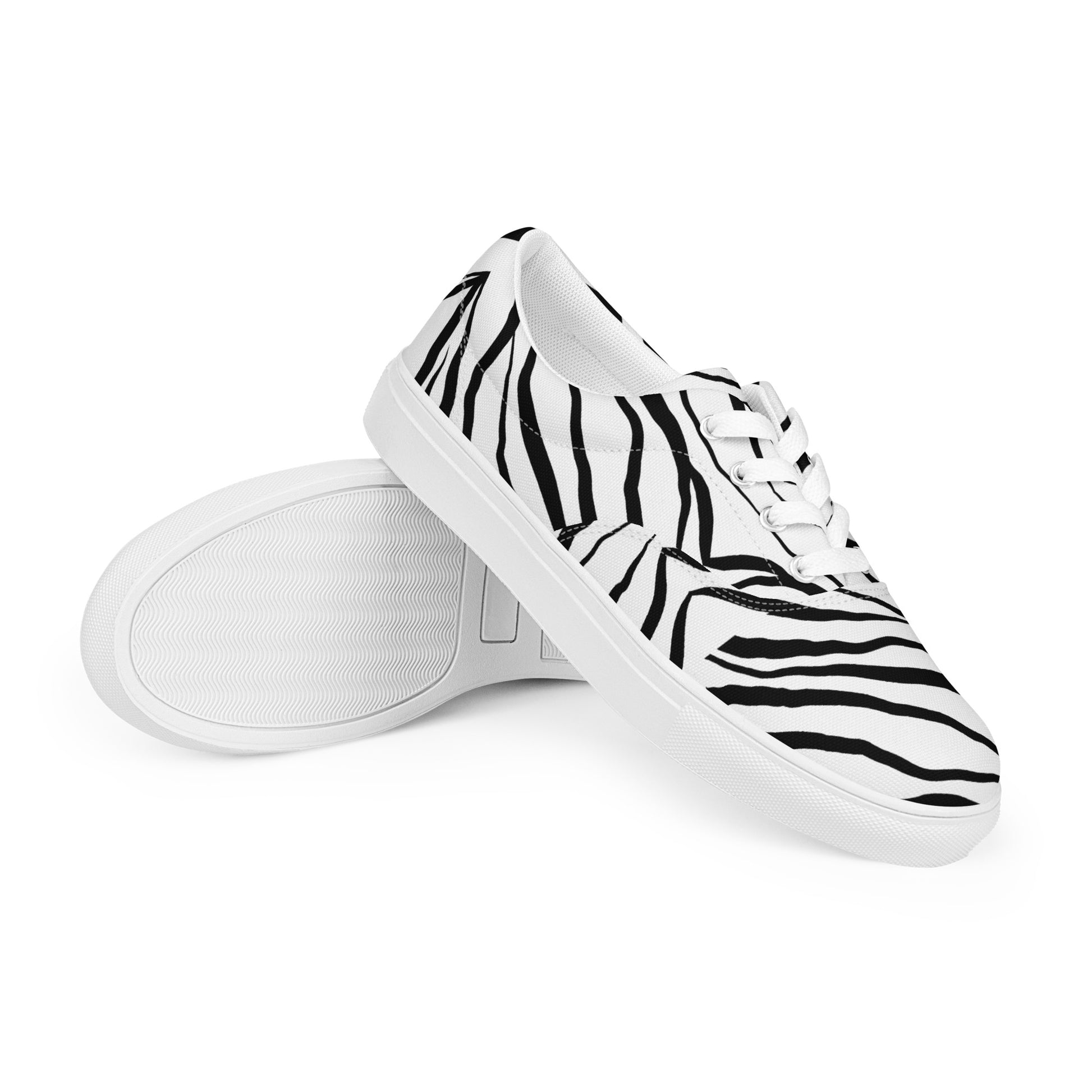 Striped Zebra Vibrance Men’s Lace-up Canvas Shoes - FLAKOUT