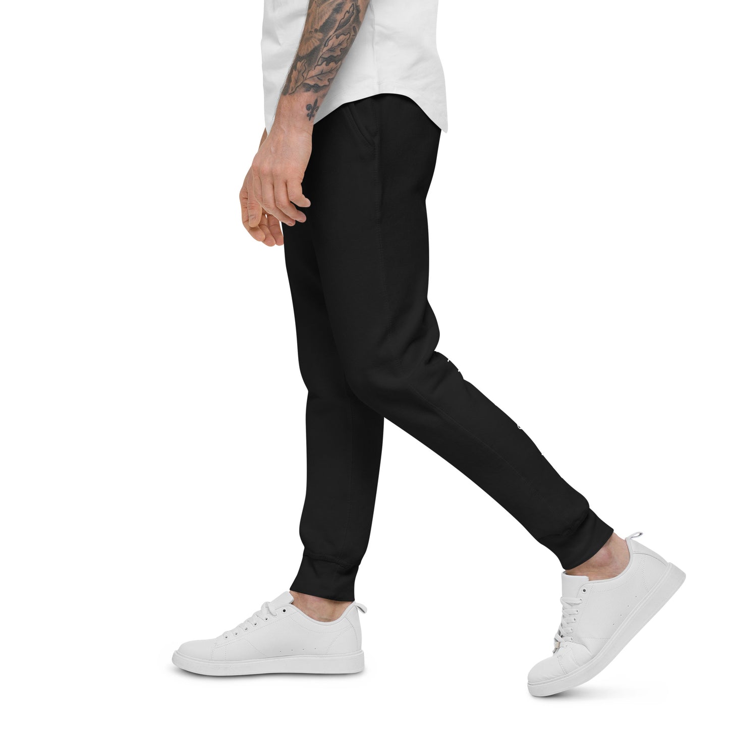 FLAKOUT Logo Back Leg Unisex Fleece Sweatpants - Black - FLAKOUT