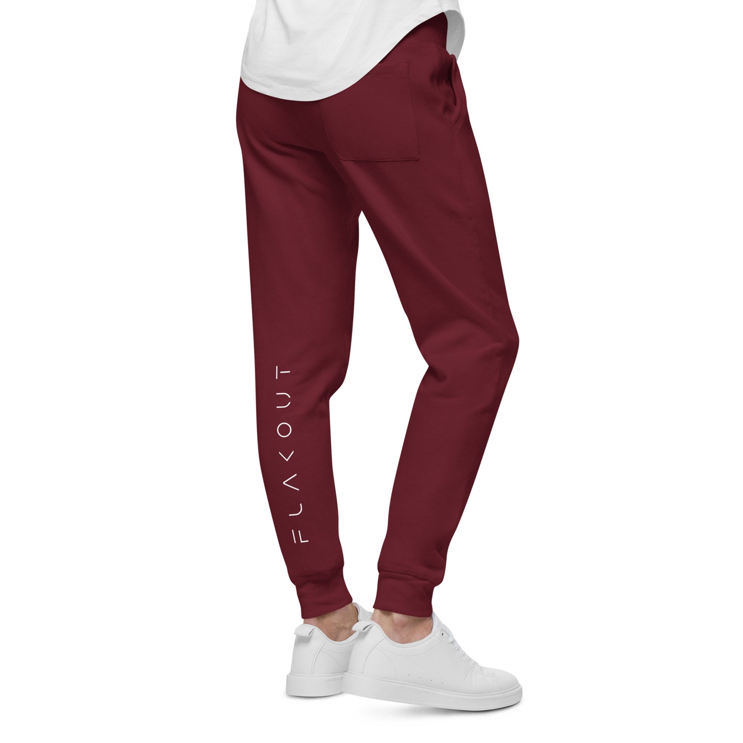 FLAKOUT Logo Back Leg Unisex Fleece Sweatpants - Maroon - FLAKOUT