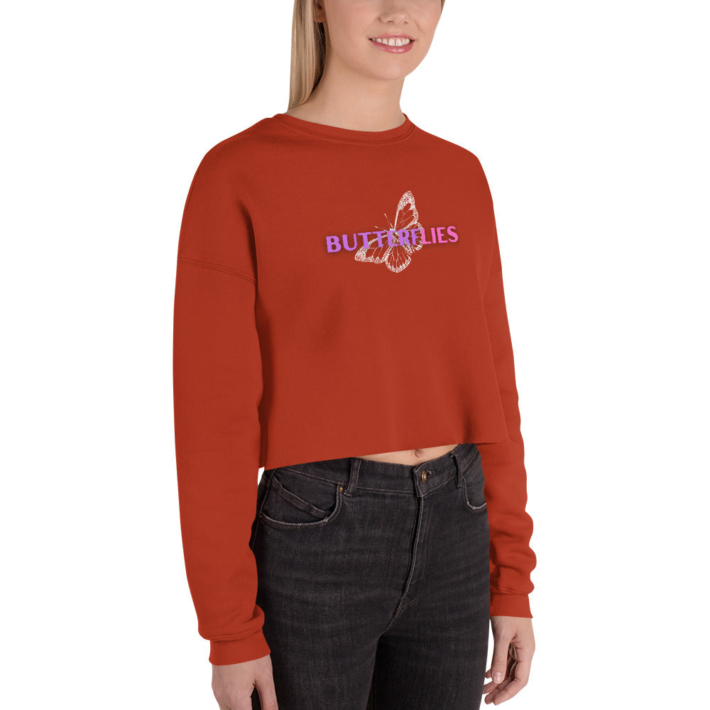 Whispers Of Wings Butterflies Women's Crop Sweatshirt - Brick - FLAKOUT