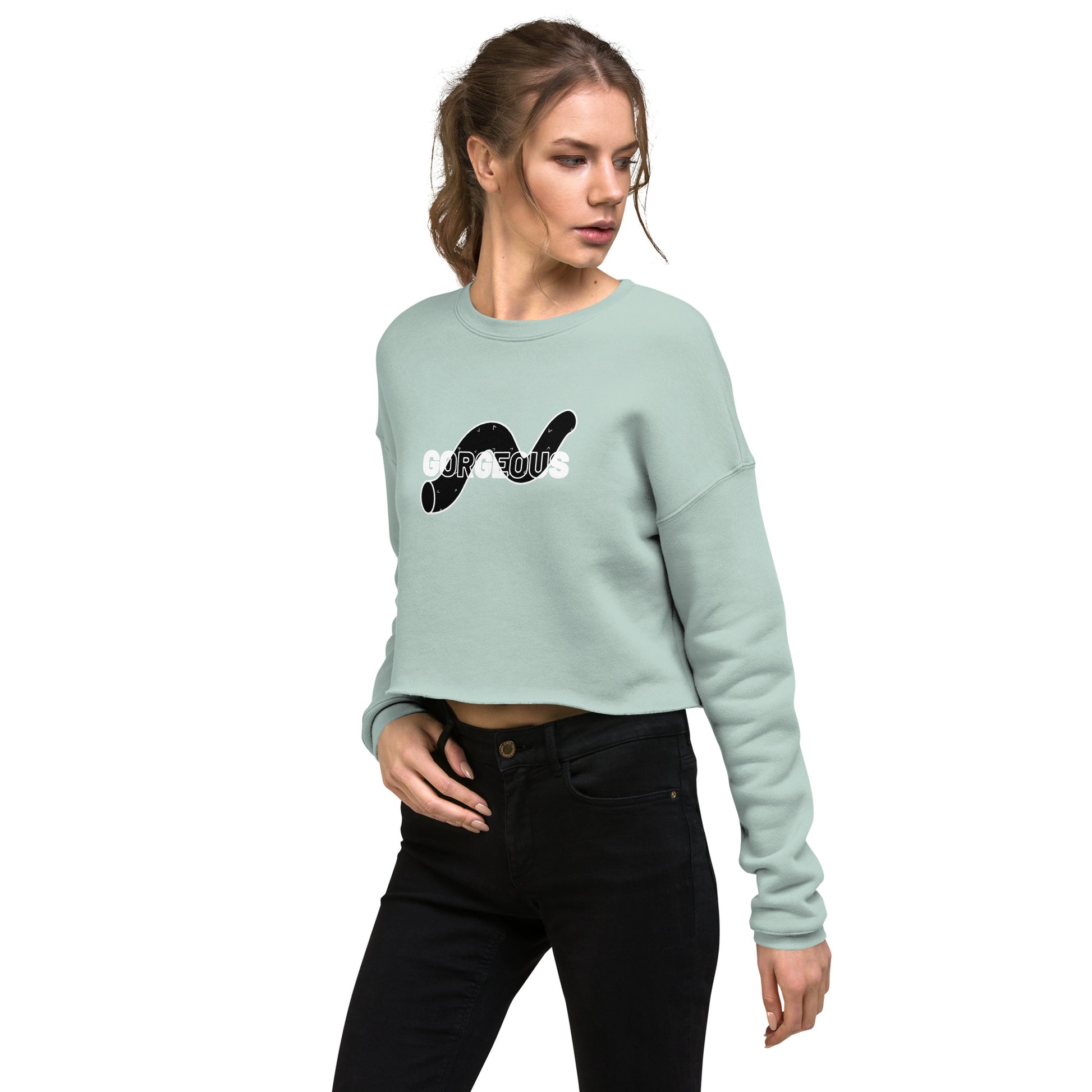 Gorgeous Opullent Allure Women's Crop Sweatshirt - Dusty Blue - FLAKOUT