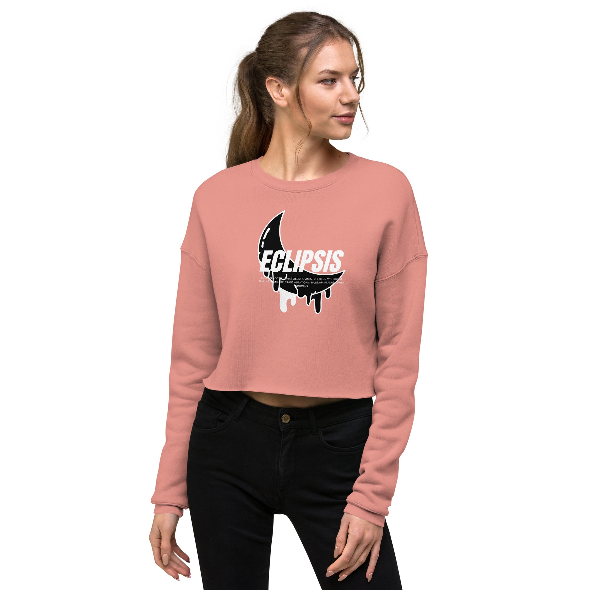 Lunar Eclipsis Women's Crop Sweatshirt - Mauve - FLAKOUT